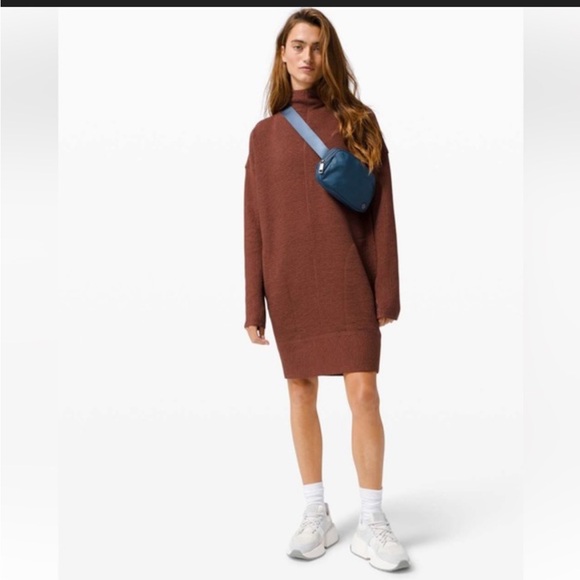 lululemon athletica Dresses & Skirts - Lululemon Call Me Cozy Clay Red Brown Ottoman Sweater Dress
